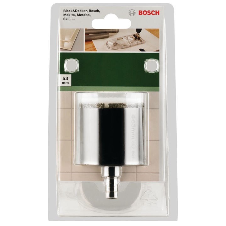 Диамантена боркорона за керамични плочки Bosch 2609256C89, Диаметър 53 мм