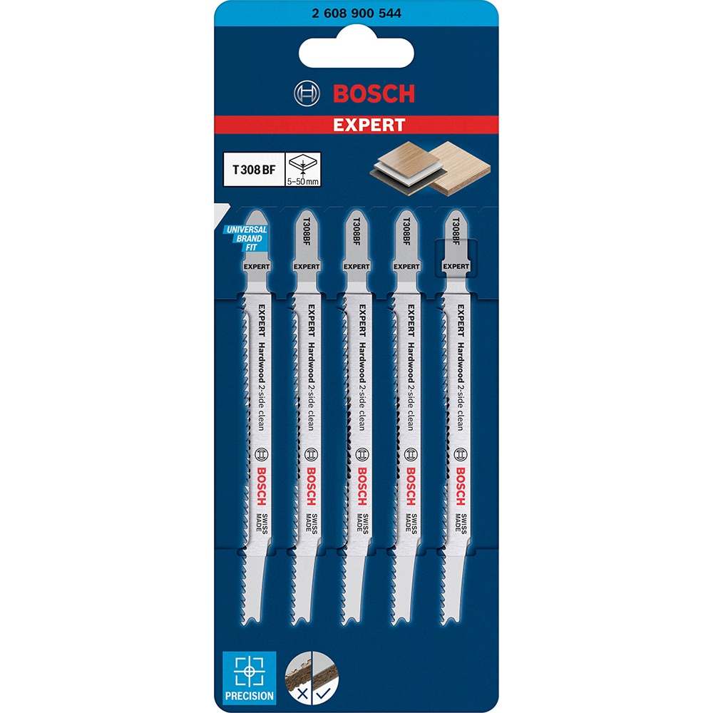 Set 5 panze fierastrau T 308 BF Bosch Expert HardWood 2-side clean, 117 cm lungime, material BIM