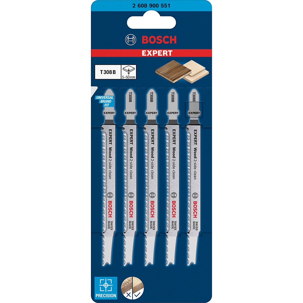 Set 5 panze fierastrau T 308 B Bosch Expert HardWood 2-side clean, 117 cm lungime