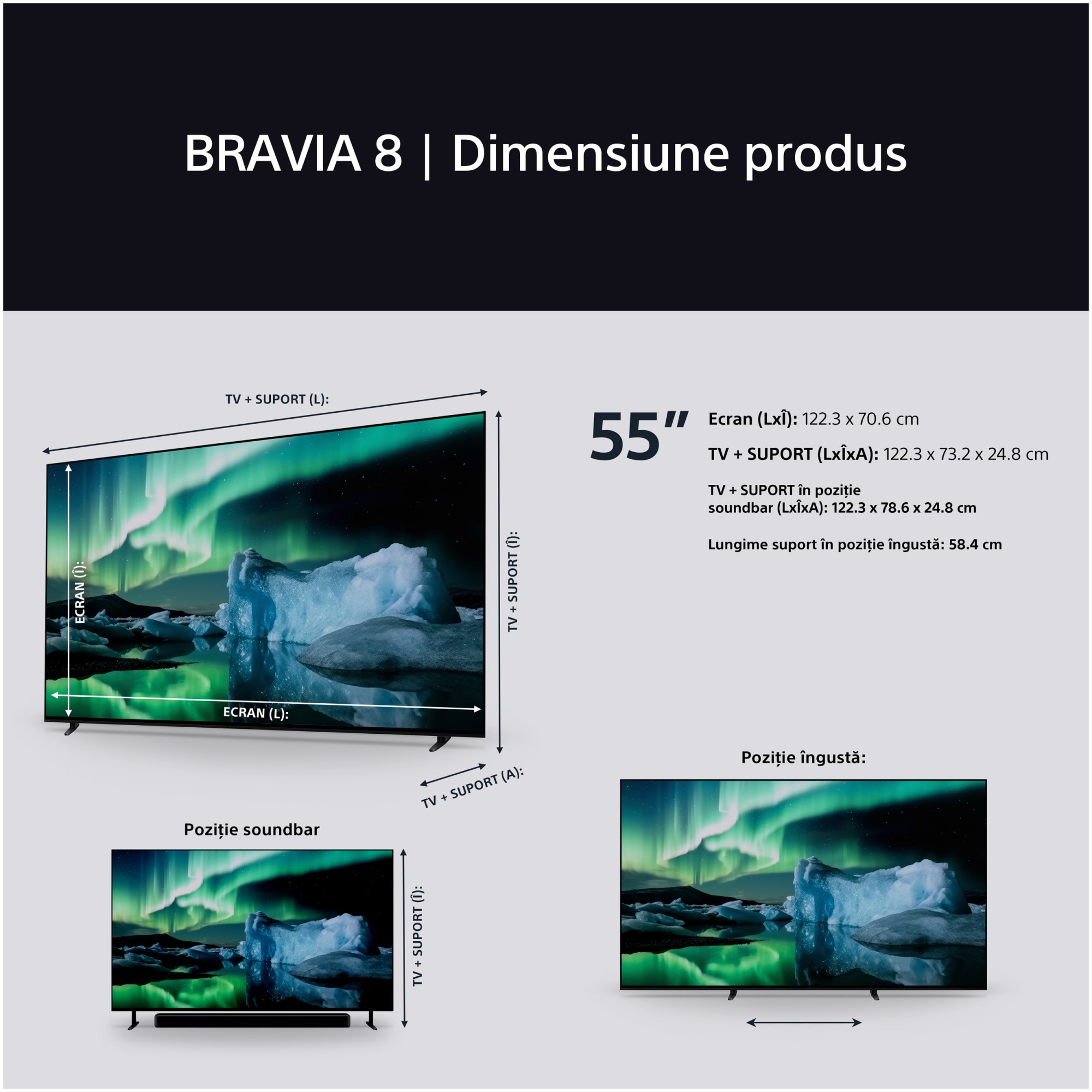Televizor Sony BRAVIA 8 OLED 55XR80, 139 cm, Smart Google TV, 4K Ultra HD, 100 Hz, Clasa F