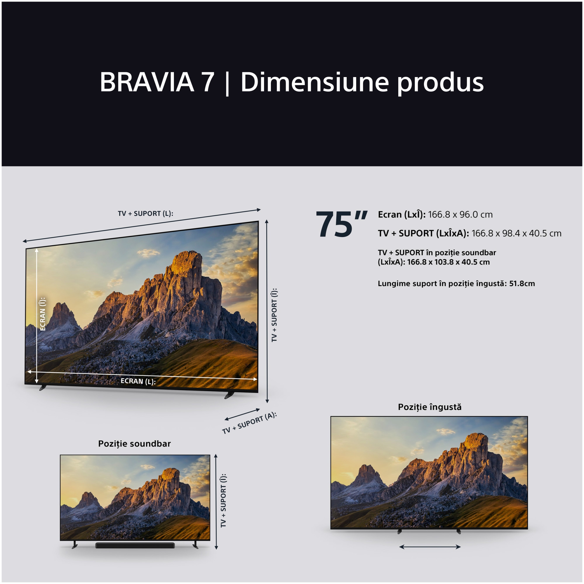 Televizor Sony BRAVIA 7 QLED XR l Mini LED 75XR70, 189 cm, Smart Google TV, 4K Ultra HD, 100 Hz, Clasa D (Model 2024)