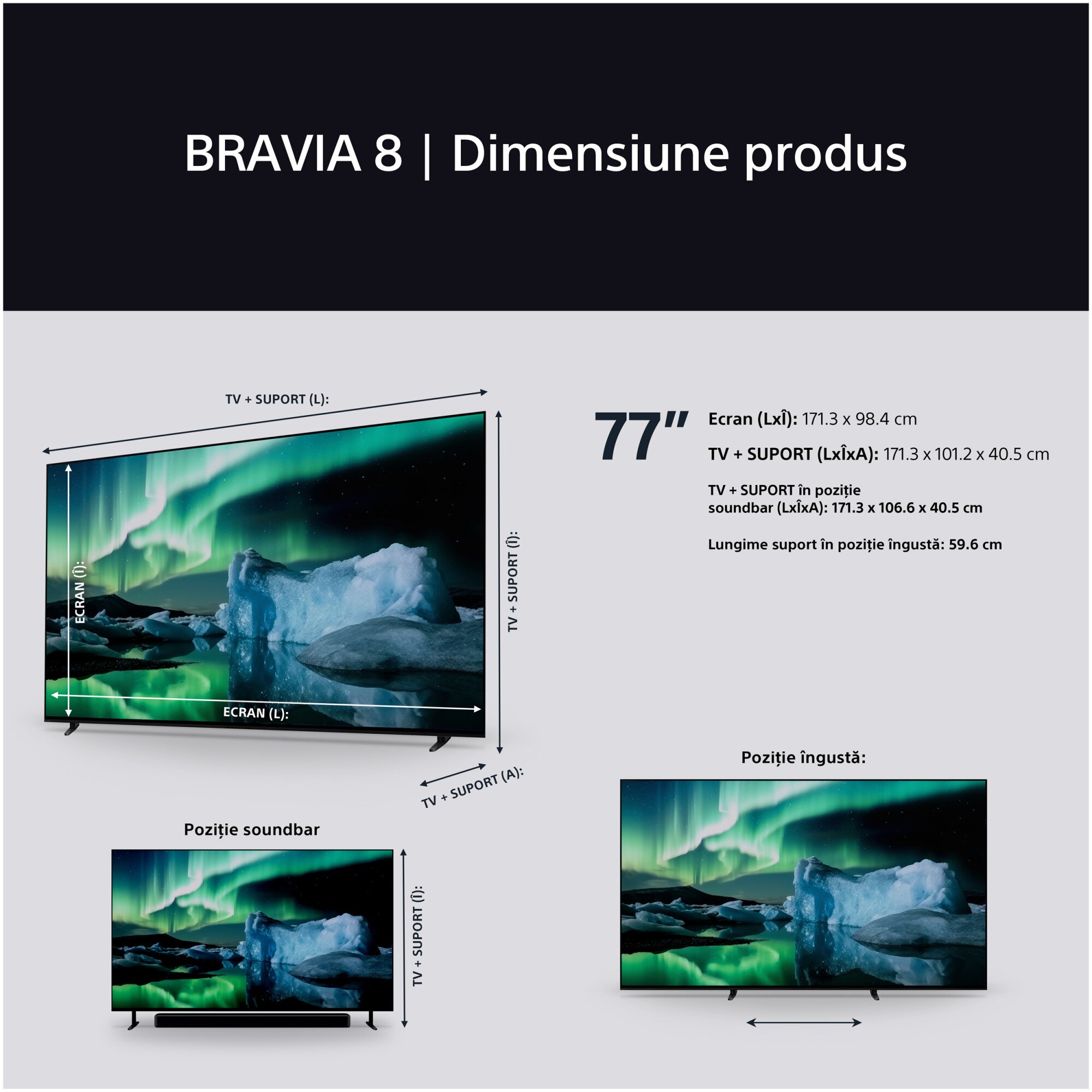 Televizor Sony BRAVIA 8 OLED 77XR80, 195 cm, Smart Google TV, 4K Ultra HD, 100 Hz, Clasa E