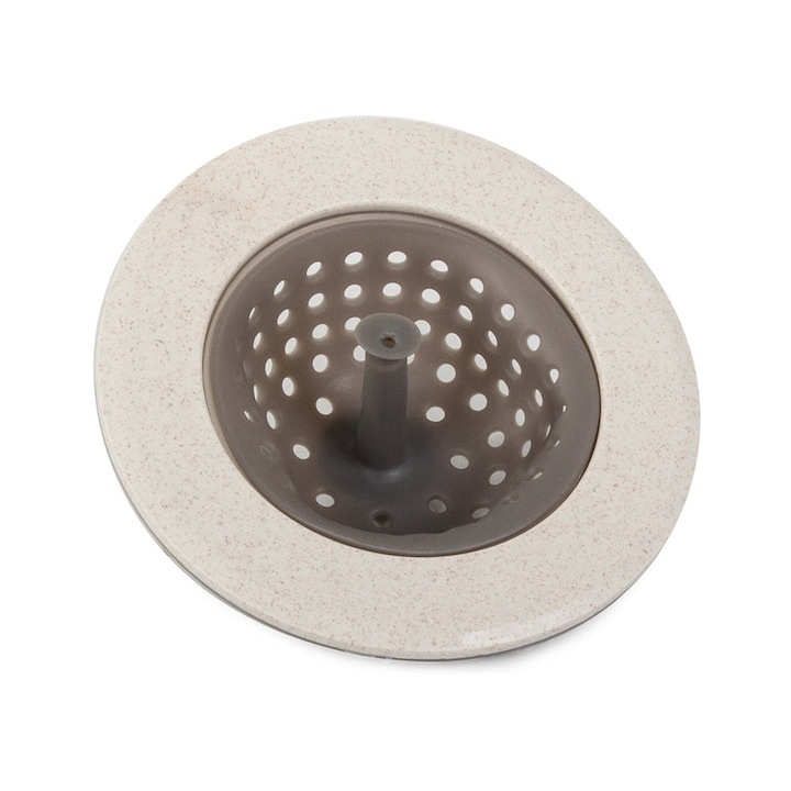 Sita pentru chiuveta, din silicon, diametru 11 cm, rezistenta la temperaturi ridicate, anti-infundare, usor de curatat, crem/gri, Dactylion®