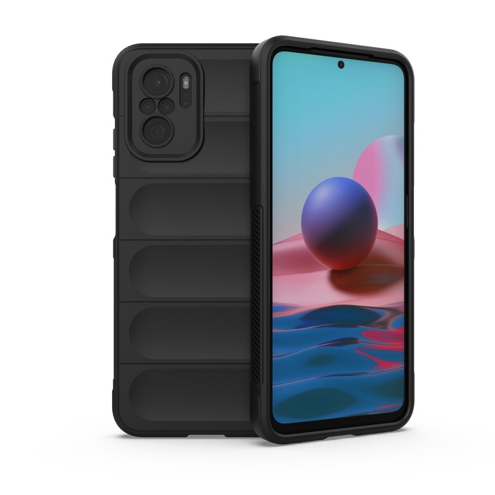 Husa telefon, Xiaomi Redmi Note 10 / Note 10S, silicon lichid, anti-amprenta, negru