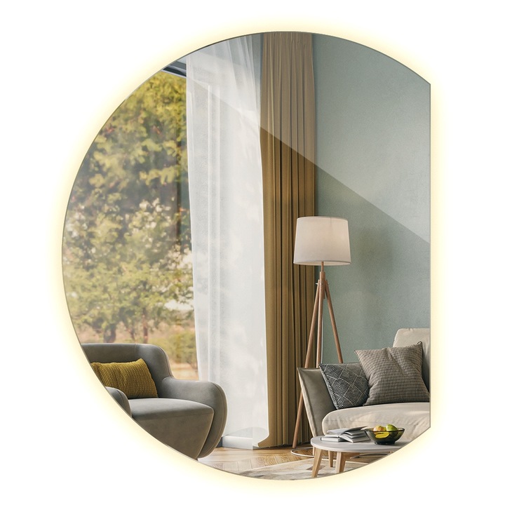 LED-es tükör kör, Wallfluent, fal, Meleg 3000K, 74 cm x 90 cm, 010390550351700000000