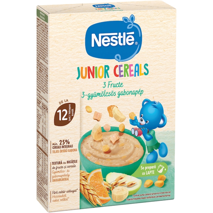 Cereale 3 fructe pentru bebelusi Nestle Junior, 200g, de la 12 luni