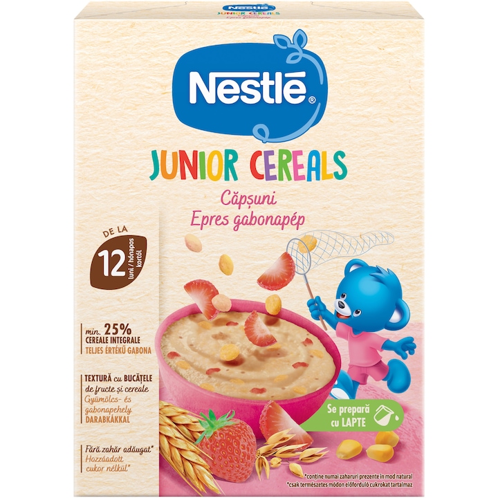 Cereale Capsuni pentru bebelusi Nestle Junior, 200g, de la 12 luni