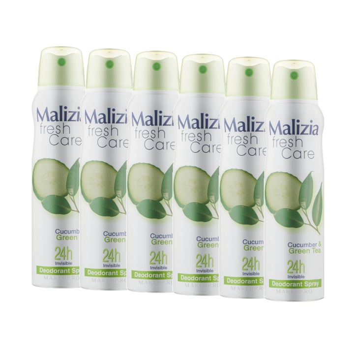 Deodorant spray femei Malizia Fresh Care Castravete & Ceai verde, 6 x 150 ml