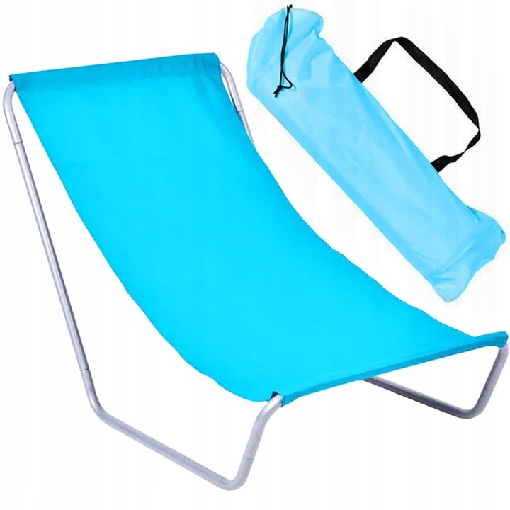 Set Sezlong Plaja Turistic Kalla + Husa, 60 x 14 x 8 cm, Material Rapid Uscare, Cadru Din Otel Vopsit Electrostatic, greutate Sezlong Aproximativ 2 kg, Capacitate Maxima 110 kg, Albastru Deschis