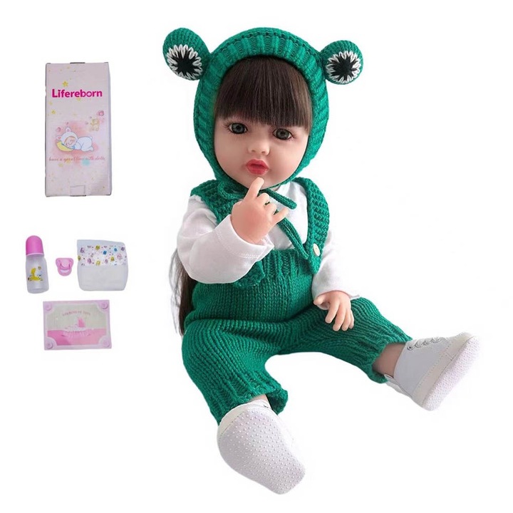 Baba, IBEBE, 50 cm, valósághű megjelenés, 3 év+, zöld