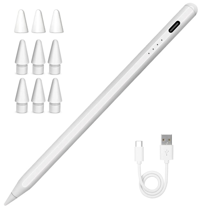 Stylus toll LXJTHT, tenyér-elutasító, mágneses, USB-C, tiszta fehér, Apple iPad-hez