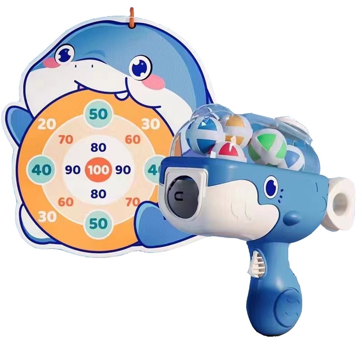 Set joc cu darts pentru copii, tabla cu ventuze, design dinozaur, multicolor