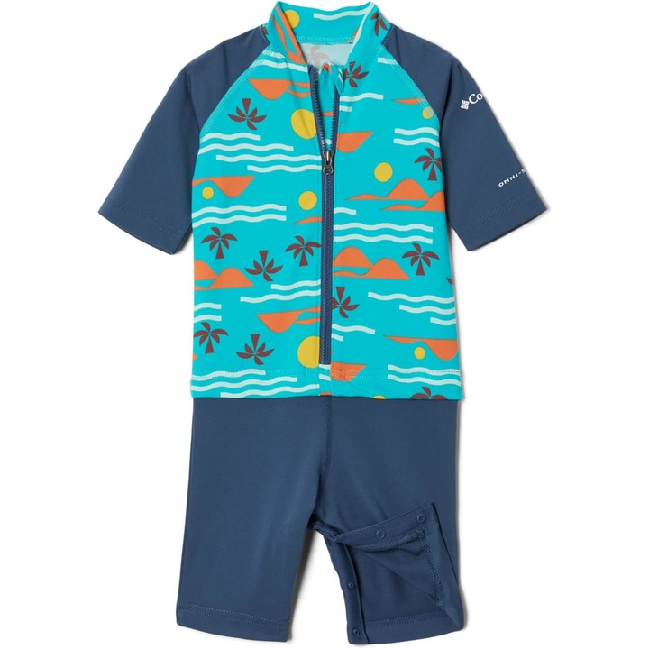 Costum de plaja copii Columbia Sunguard Suit, Protectie UV Omni-Shade UPF50+, verde/navy, 18-24 luni, 89 CM
