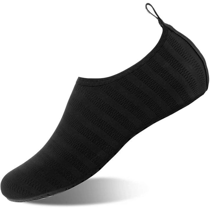 Papuci de apa, antiderapanti, usor de purtat, material moale, perfecte pentru plaja, protejeaza picioarele de nisip, pietricele, scoici, se usca rapid - SEASOLES negru 30-33