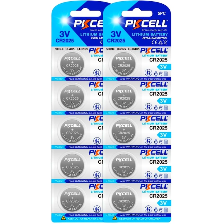 Set 10 baterii CR2025, litiu, 3V