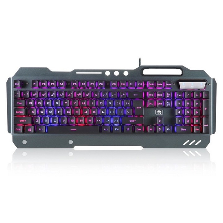 Tastatura Gaming Mecanica cu Fir MRSALES, Iluminare RGB Retro iluminata, Anti-ghosting, Potrivita pentru PC Desktop, rezistenta la apa