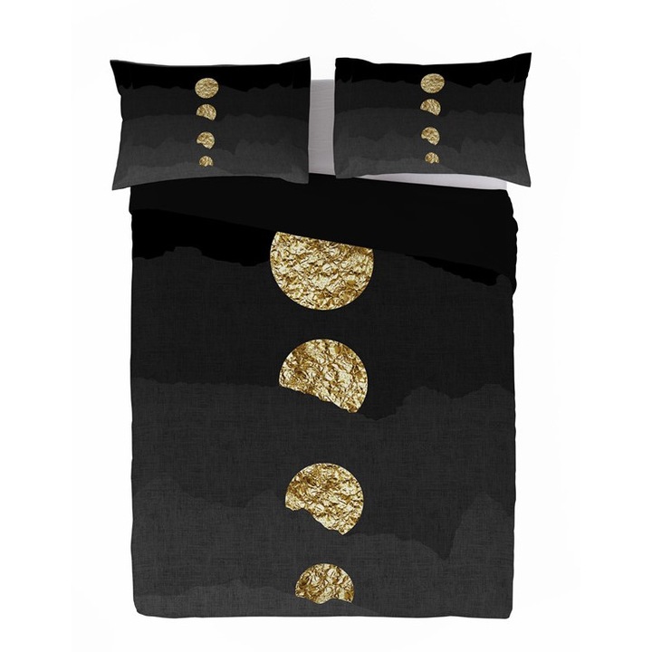 MATEX Prestige ágyneműgarnitúra, 100% pamut, fekete/arany, 160x200cm/70x80cm