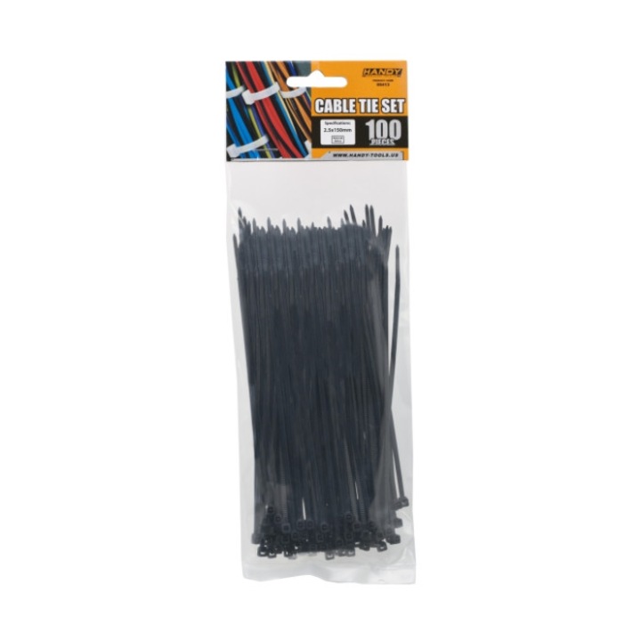 Set 100 fasete negre prindere 150x2,5mm