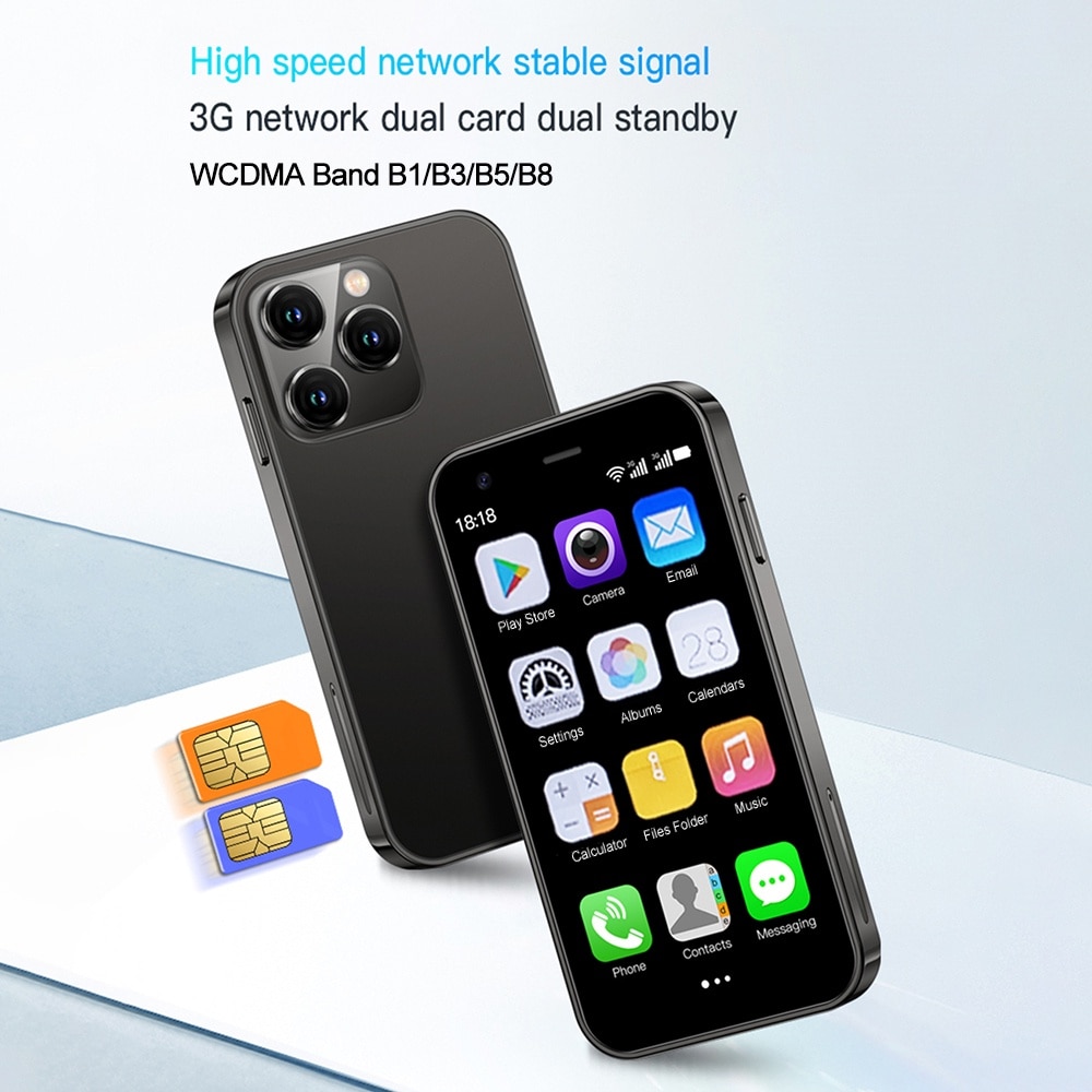 Smartphone Mini Rainbuvvy XS15, Android 8.1, 2GB RAM, 16GB ROM, Negru, Dual SIM, 3G, 3.0 Inch