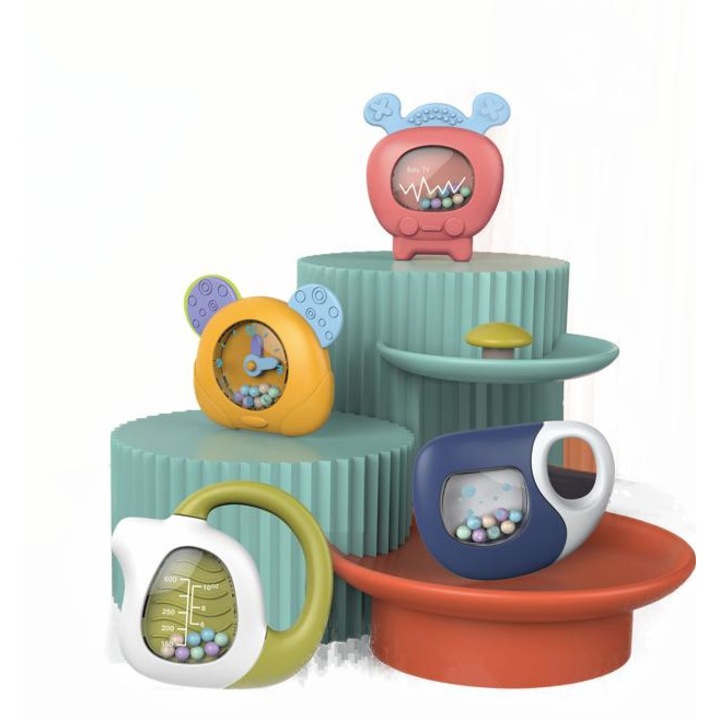 Set jucarii interactive bebelusi, recunoastere obiecte casnice, 0-6 ani, multicolor, 4 piese