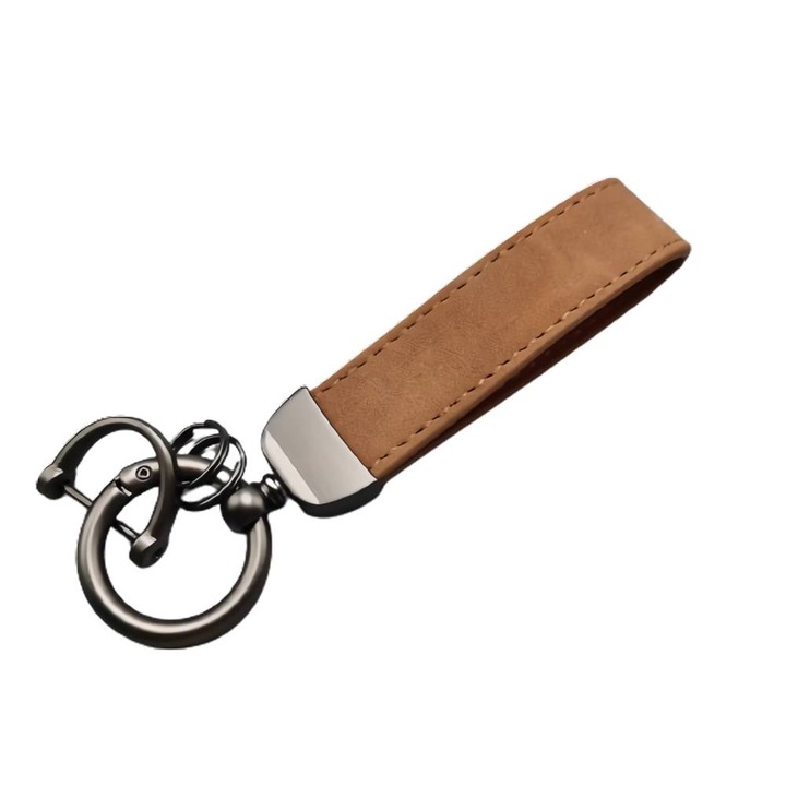 Breloc, SANFACE, piele naturala, maro