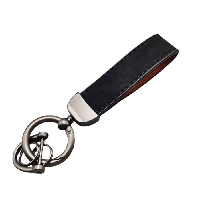 Ключодържател от естествена кожа, SANFACE, черен