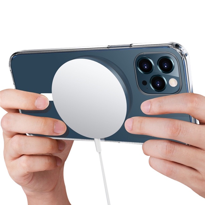 Husa magnetica transparenta pentru iPhone XS MAX, functie de incarcare wireless