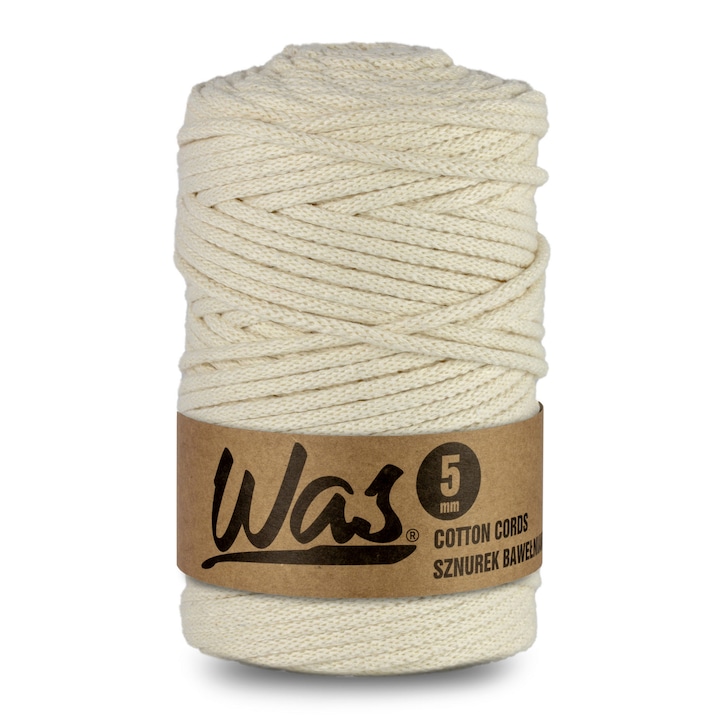 Snur bumbac pentru crosetat si tricotat snur macrame WAS impletit miez din poliester 5mm 100m fildes