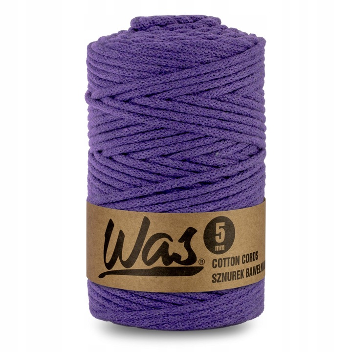 Snur bumbac pentru crosetat si tricotat snur macrame WAS impletit miez din poliester 5mm 100m Mov