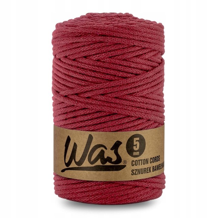 Конец текстилен, WAS, памук, 5ммх100м, бордо