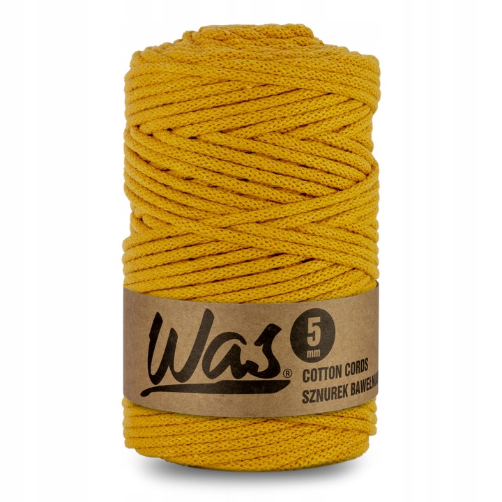 Конец текстилен, WAS, 5ммх100м, памук, синапено жълт
