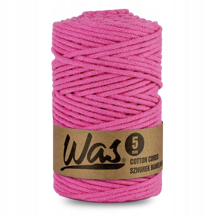 Snur bumbac pentru crosetat si tricotat snur macrame WAS impletit miez din poliester 5mm 100m Fucsia