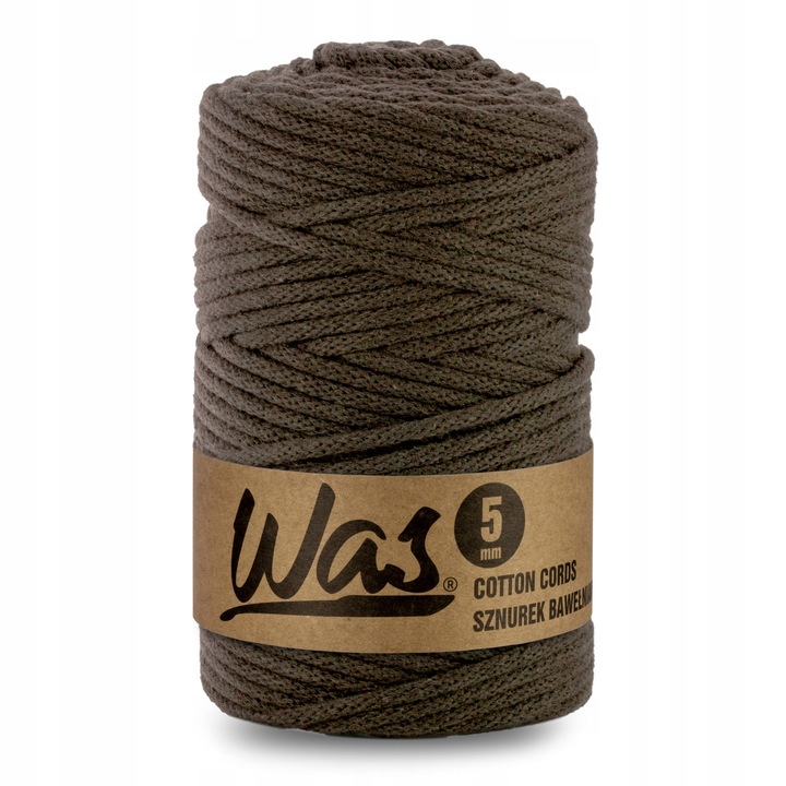 Конец текстилен, WAS, памук, 5ммх100м, тъмно кафяв