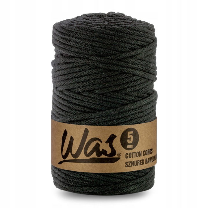 Snur bumbac pentru crosetat si tricotat snur macrame WAS impletit miez din poliester 5mm 100m Negru