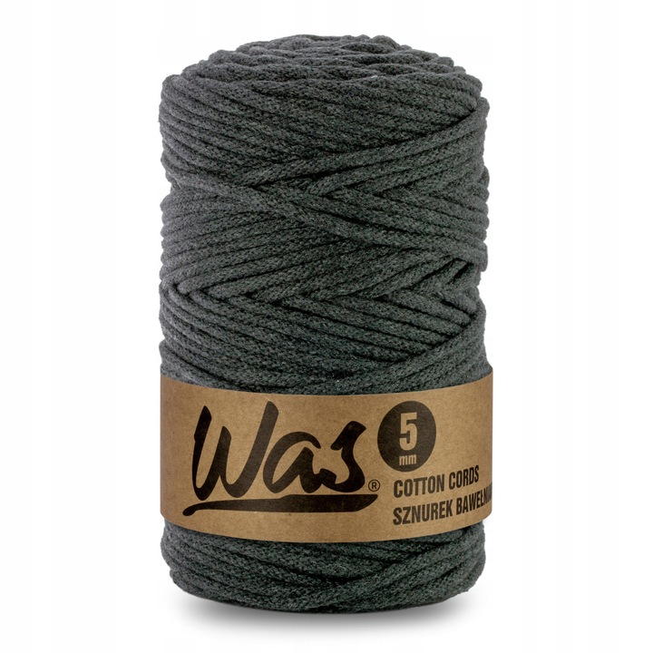 Snur bumbac pentru crosetat si tricotat snur macrame WAS impletit miez din poliester 5mm 100m antracit