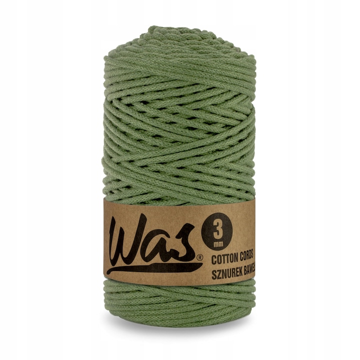 Snur bumbac pentru crosetat si tricotat snur macrame WAS impletit miez din poliester 3mm 100m kaki