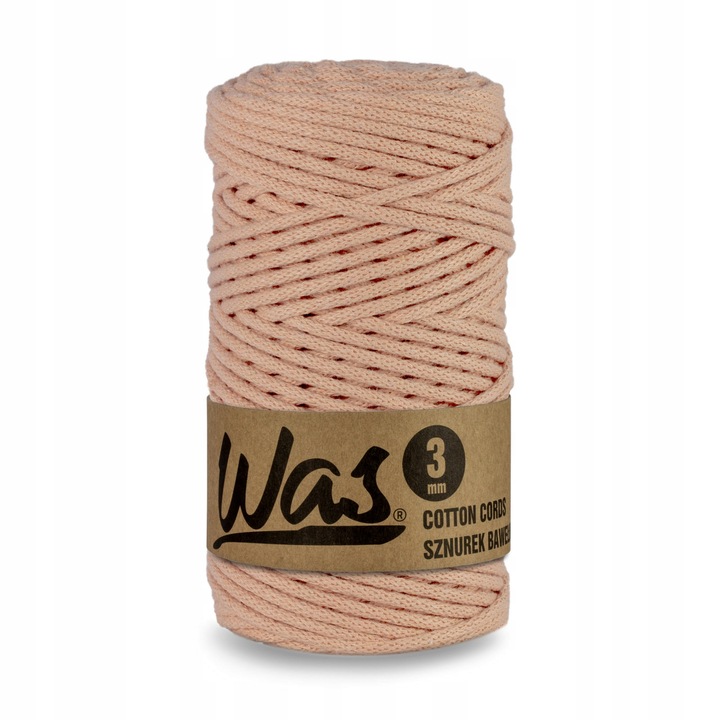 Snur bumbac pentru crosetat si tricotat snur macrame WAS impletit miez din poliester 3mm 100m somon