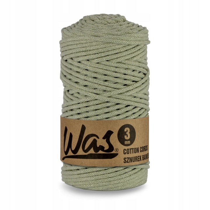 Snur bumbac pentru crosetat si tricotat snur macrame WAS impletit miez din poliester 3mm 100m Verde masliniu