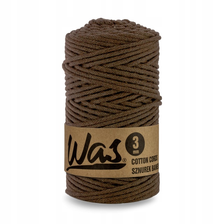 Конец текстилен, WAS, 3mmx100m, кафяв, памук