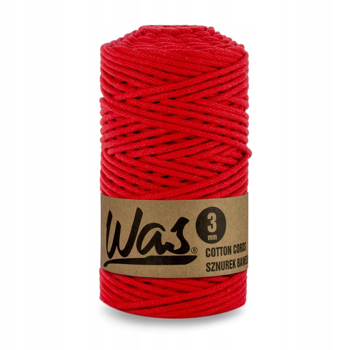 Текстилна прежда, WAS, 3mmx100m, червен, памук
