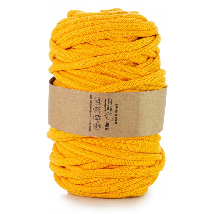 Sfoara bumbac impletita WAS, 9mmx50m, galben inchis