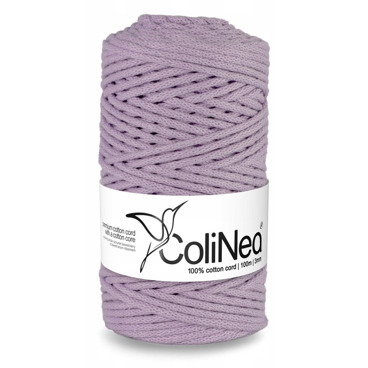 Snur bumbac pentru crosetat si tricotat snur macrame ColiNea impletit bumbac 3mm 100m Lila