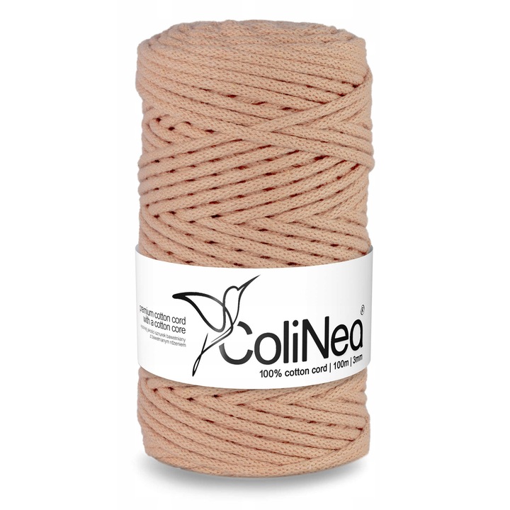 Snur bumbac pentru crosetat si tricotat snur macrame ColiNea impletit bumbac 3mm 100m somon