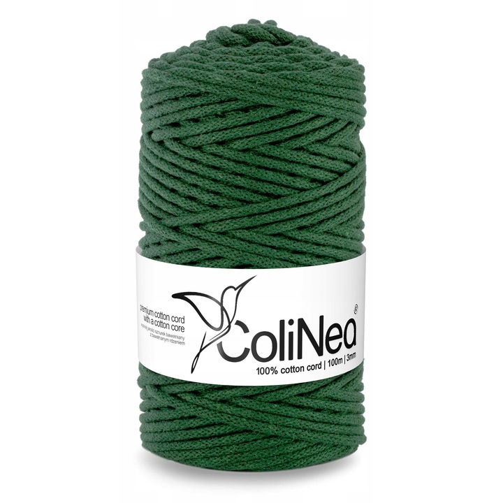 Snur bumbac pentru crosetat si tricotat snur macrame ColiNea impletit bumbac 3mm 100m Verde inchis