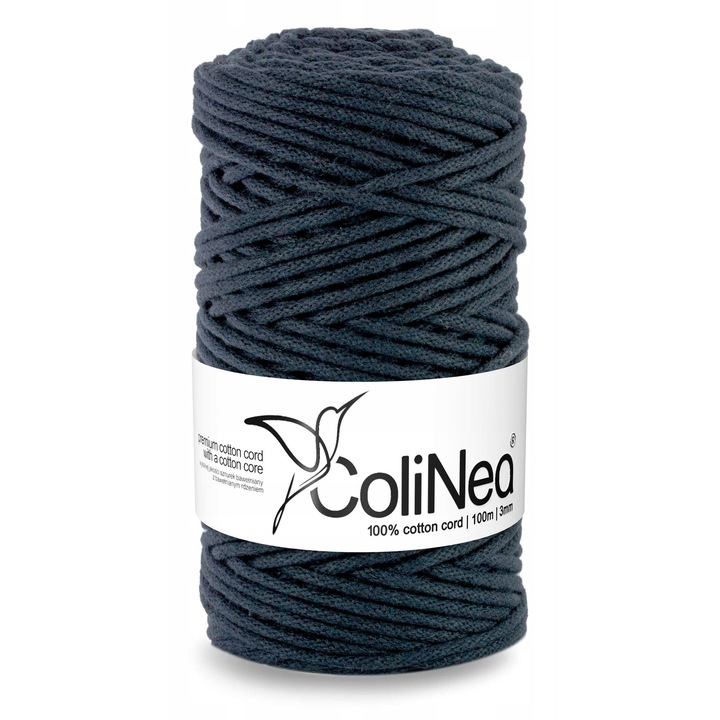 Snur bumbac pentru crosetat si tricotat snur macrame ColiNea impletit bumbac 3mm 100m ink