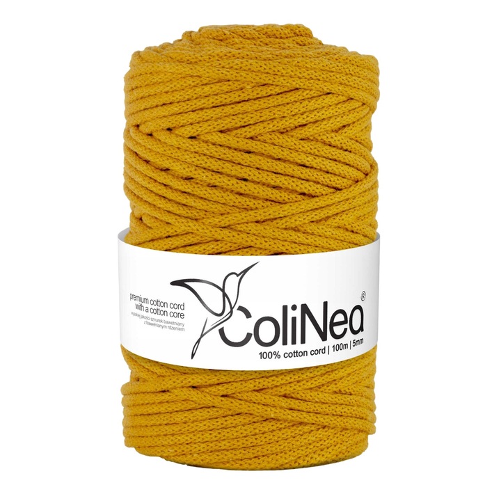 Sfoara pentru macrame ColiNea, bumbac, 5mmx100m, mustar