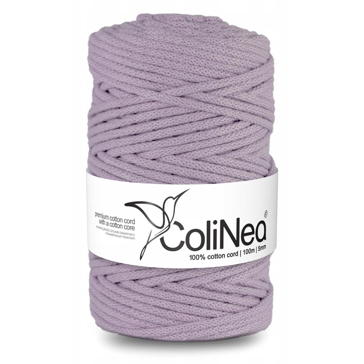 Sfoara pentru macrame ColiNea, bumbac 100%, 5mmx100m, liliac