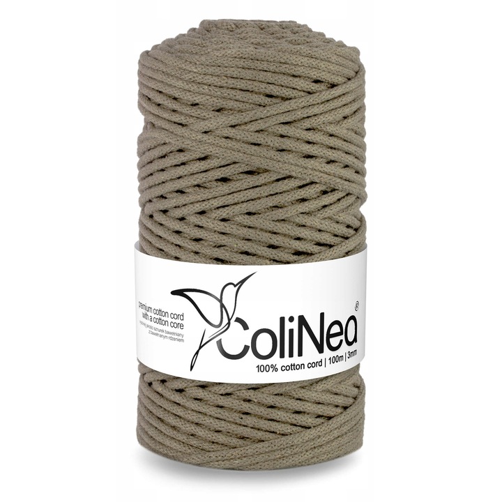 Sfoara pentru macrame ColiNea, bumbac 100%, 3mmx100m, bej inchis