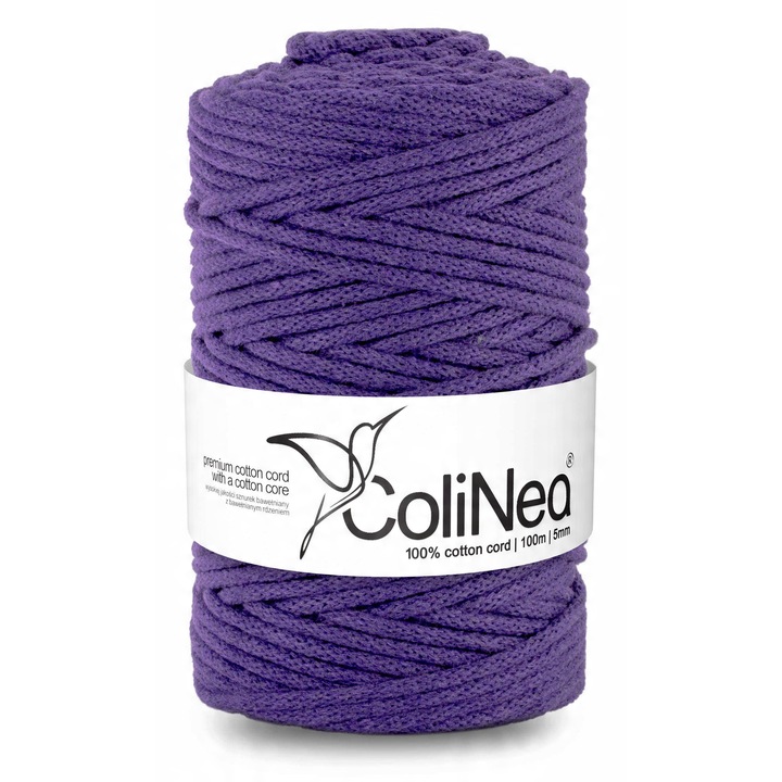 Sfoara pentru macrame ColiNea, bumbac 100%, 5mmx100m, violet
