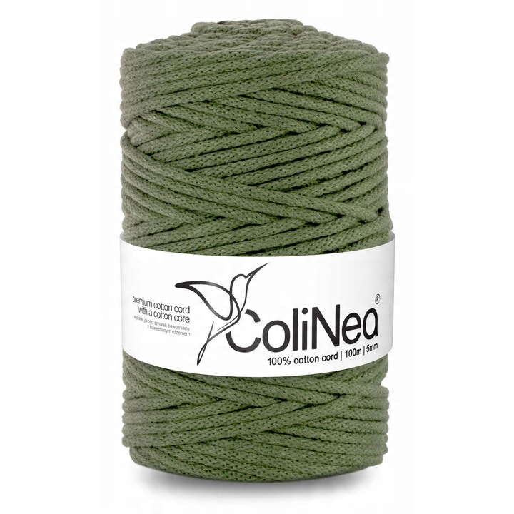 Sfoara pentru macrame ColiNea, 5mmx100m, khaki, bumbac